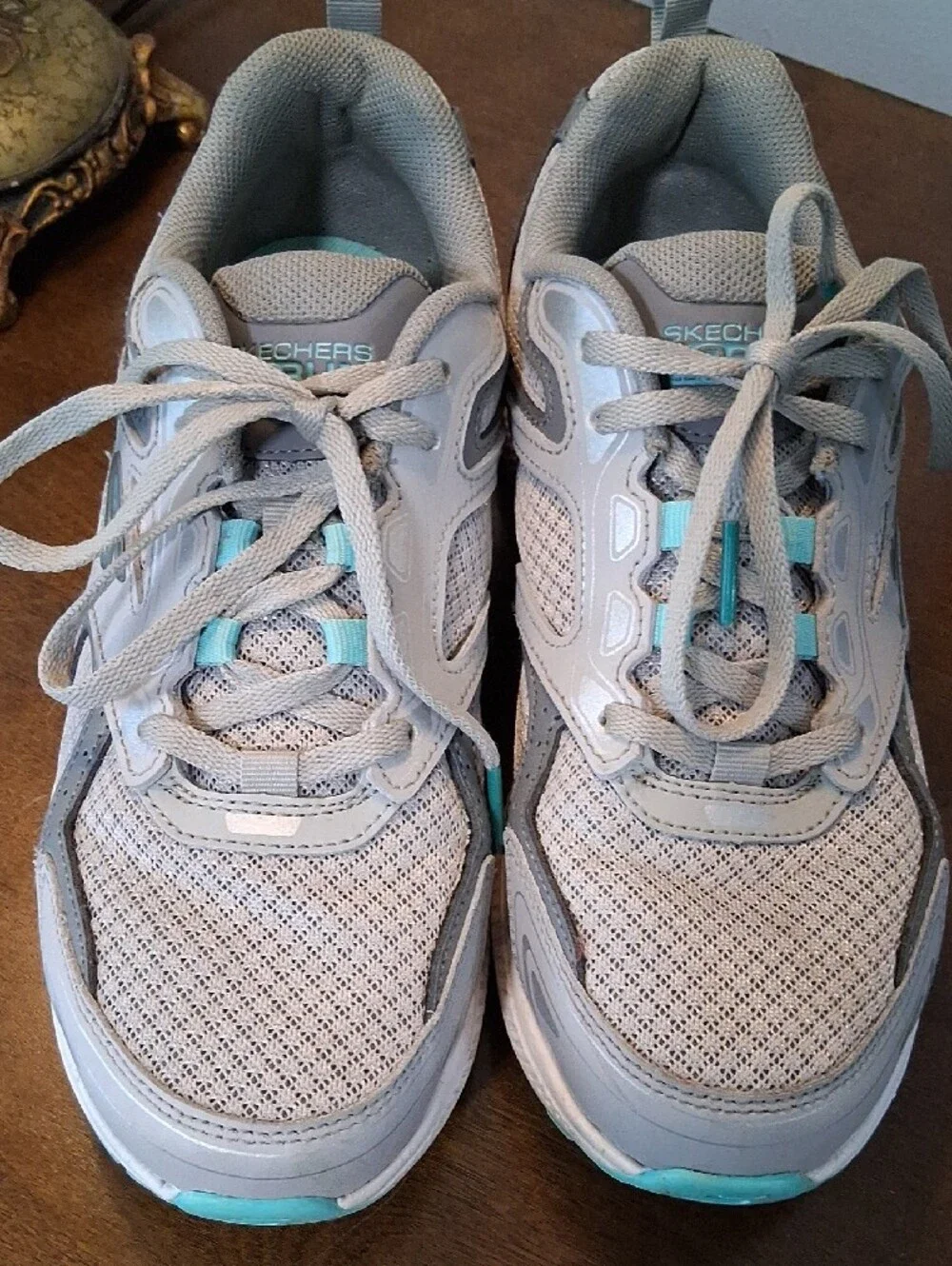 Skechers Women's Gray Athletic Sneakers with Teal Details